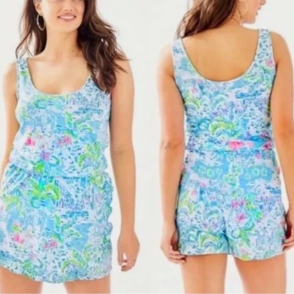 🦩🌴Lilly Pulitzer Analee Romper~What a Lovely Place EUC🦩🌴 - Picture 3 of 16